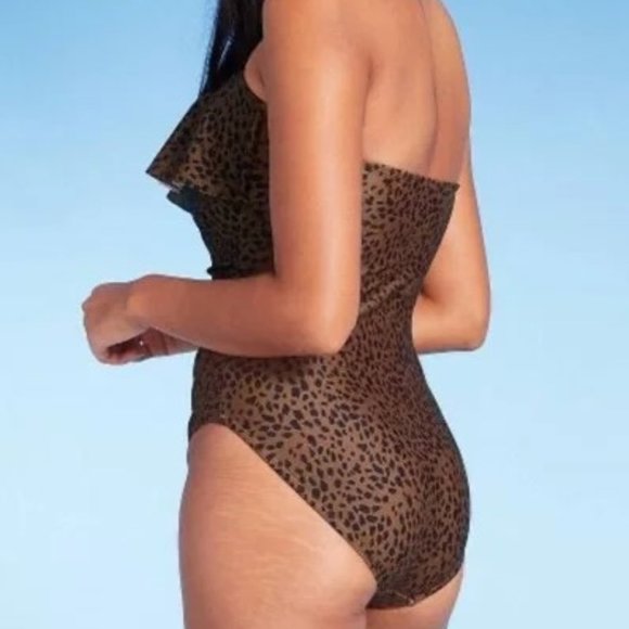 KONA SOL Flounce Bandeau High Coverage One Piece Swimsuit 🐆 NEW!! - Picture 6 of 12